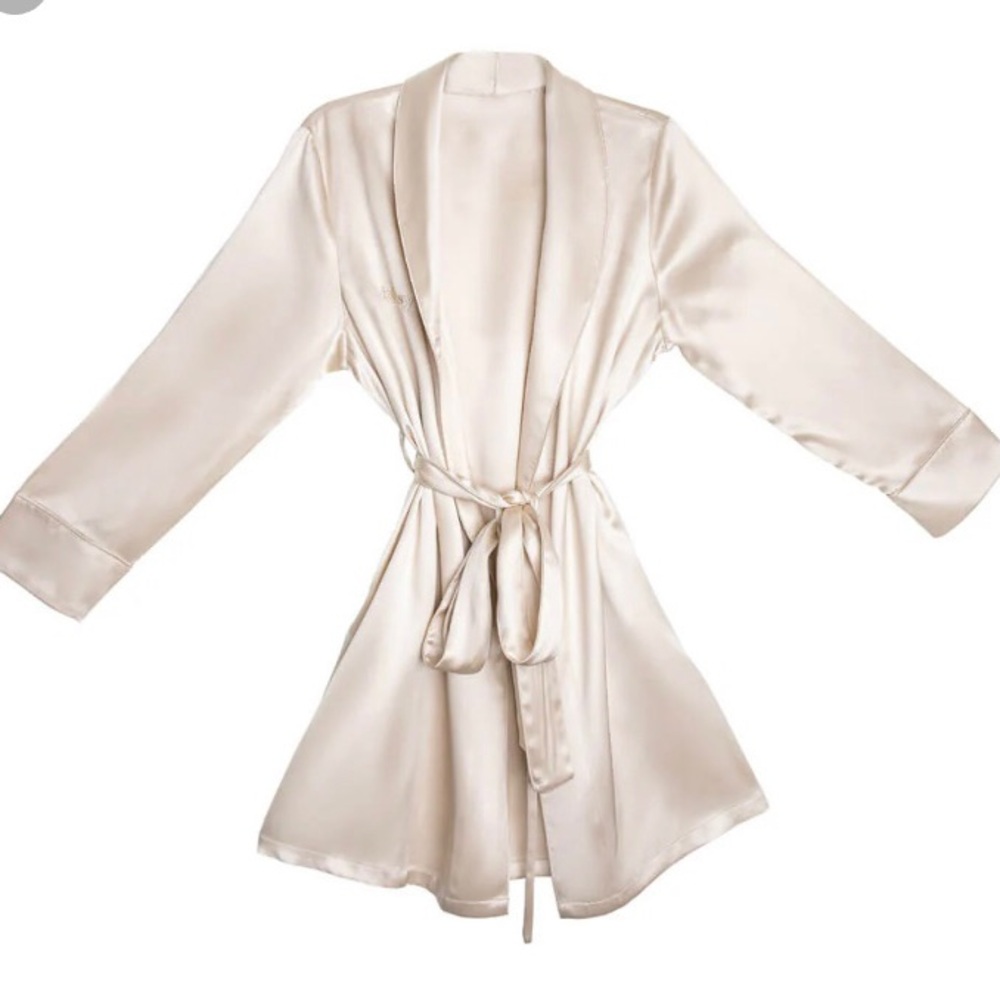 Blissy Silk Robe $399 Current Retail Classic Pure Mulberry Champagne Ivory Beige